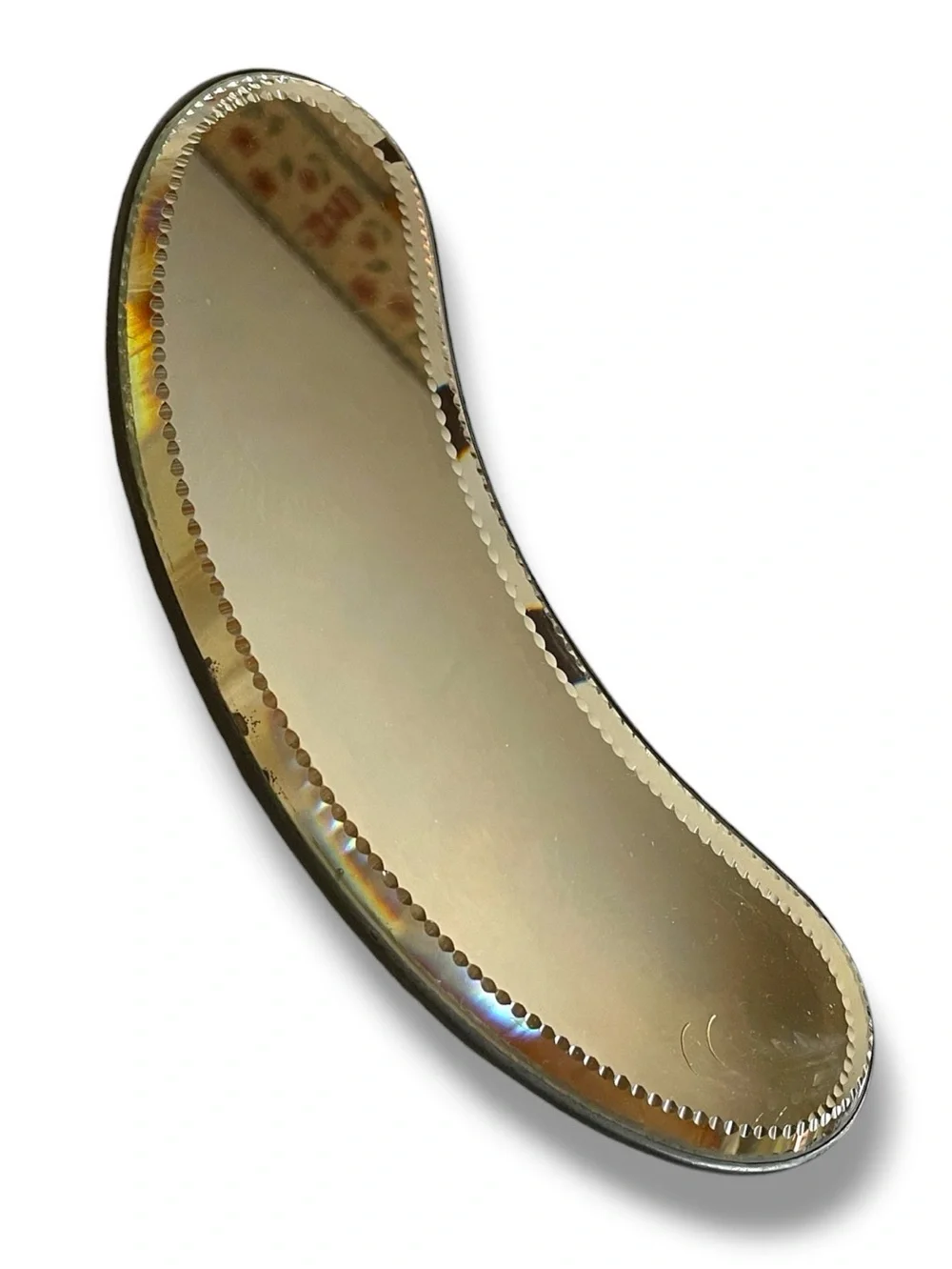 Antique vanity mirror, bean shaped, beveled, footed - Picture 5 of 5